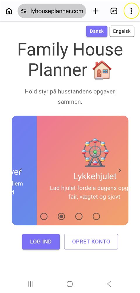 Menuen med de tre prikker i Chrome