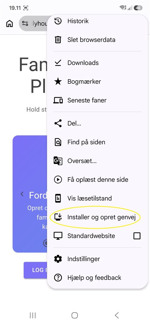 Installer og opret genvej i menuen