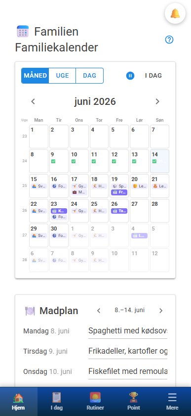 Familie-kalender på mobil