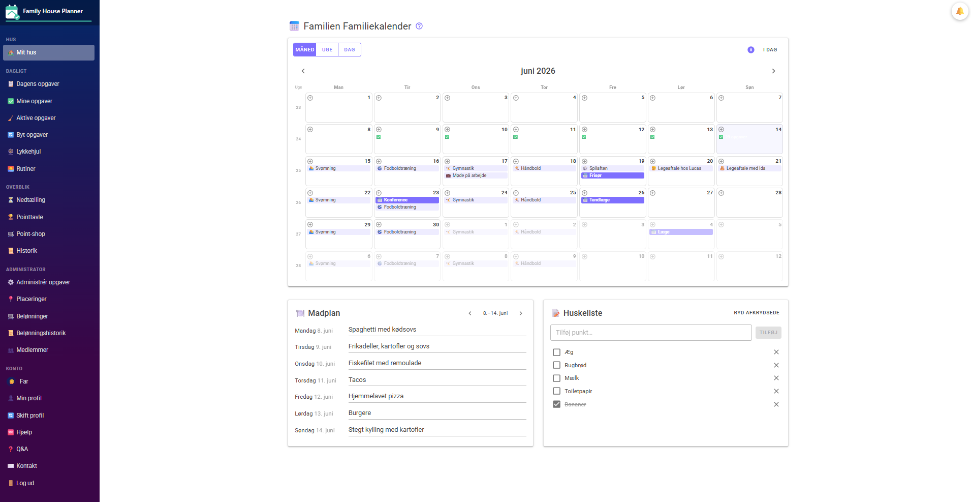 Overblik i Family House Planner