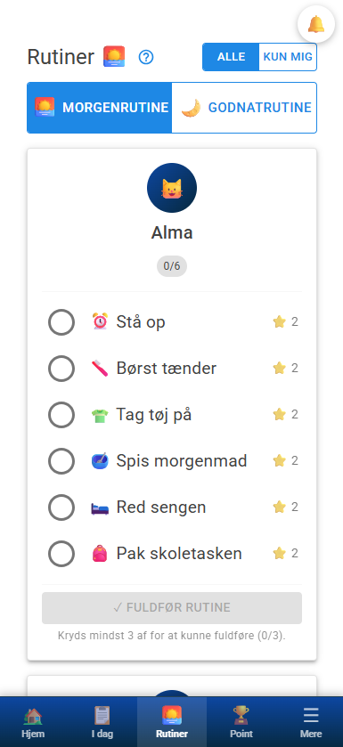 Morgenrutine på mobil